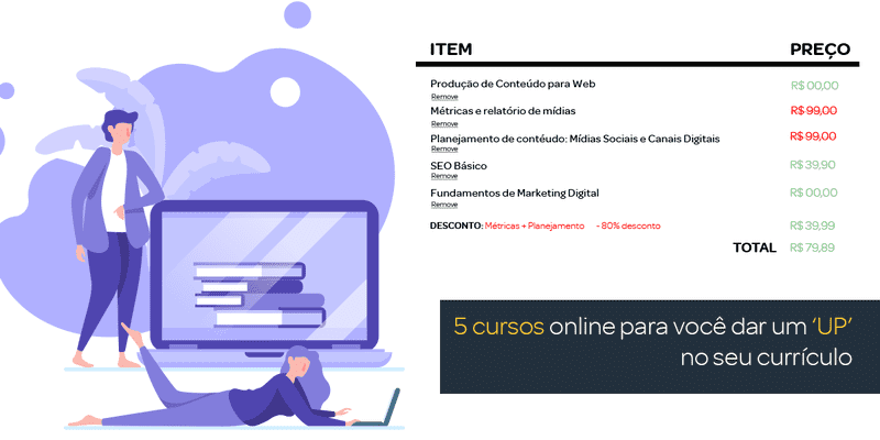 lista com 5 cursos online